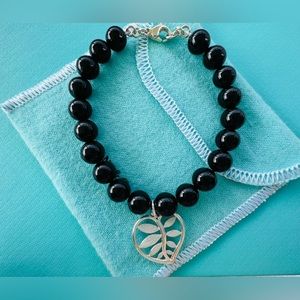 Tiffany Picasso Leaf 8mm Onyx Bracelet